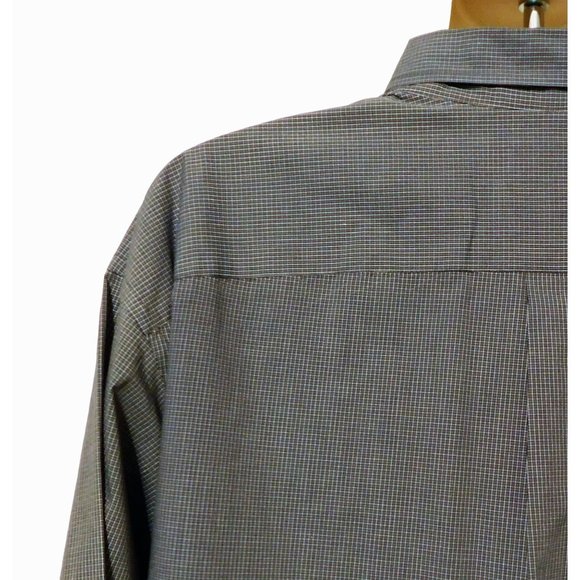 Roundtree & Yorke Travel Smart Shirt 3XB Blue Gray Small Plaid Print Long Sleeve - Picture 5 of 8